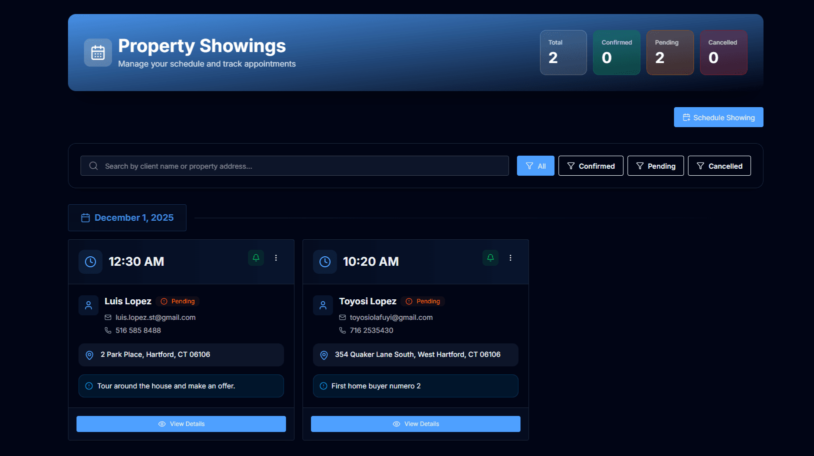 Simple Showing Dashboard